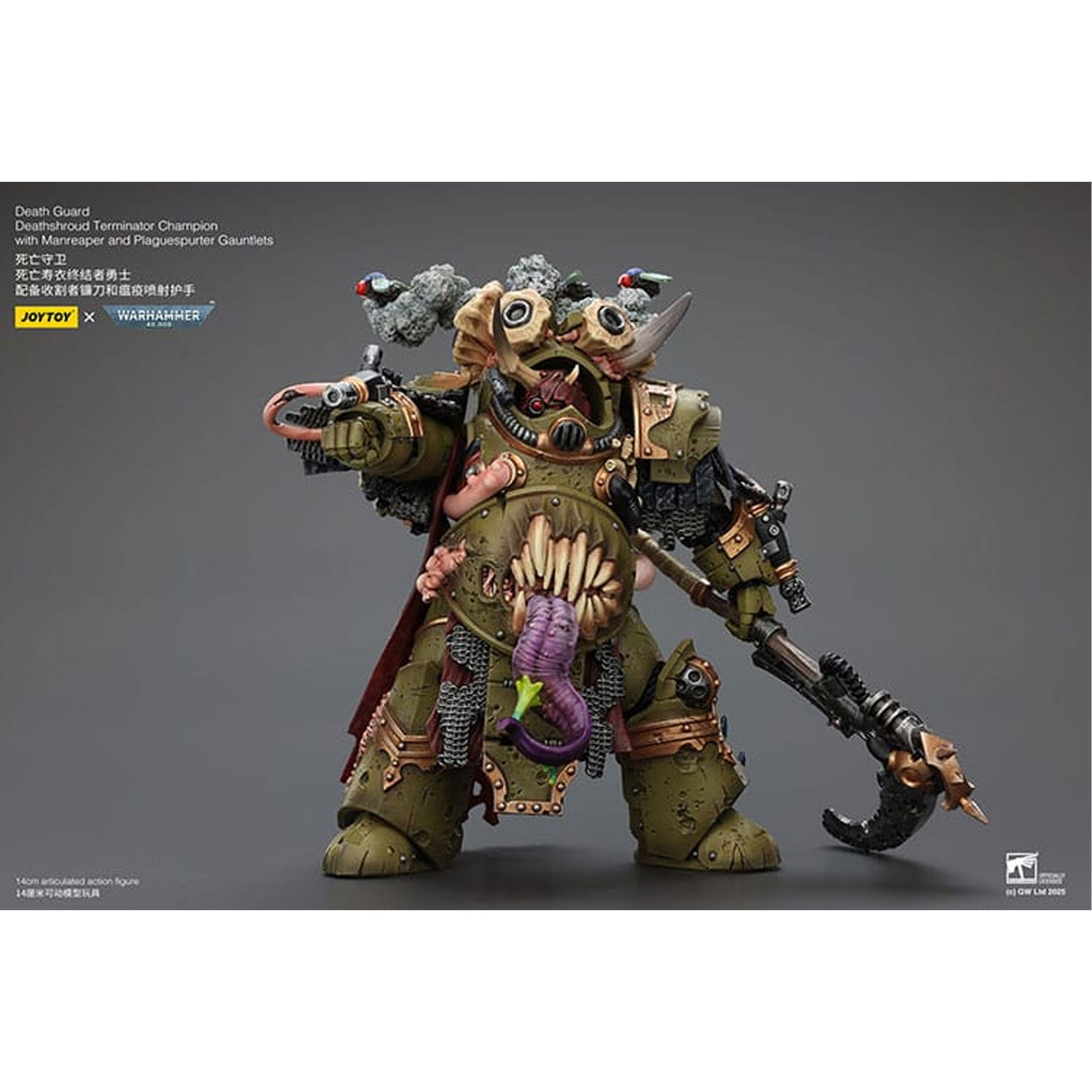 Warhammer 40k 1/18 Death Guard Deathshroud Terminator Champion with Manreaper and Plaguespurter Gauntlets -Action Figure