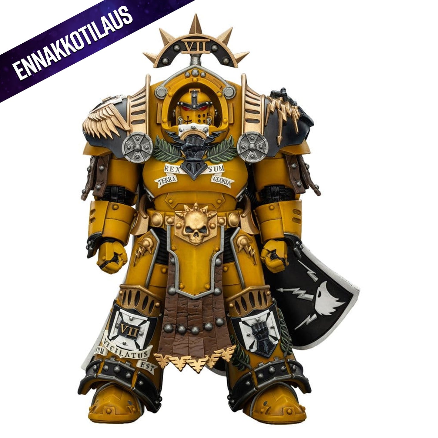 Warhammer Imperial Fists Legion Praetor in Tartaros Terminator Armourwith Power Sword and Vigil Storm Shield -Action Figure