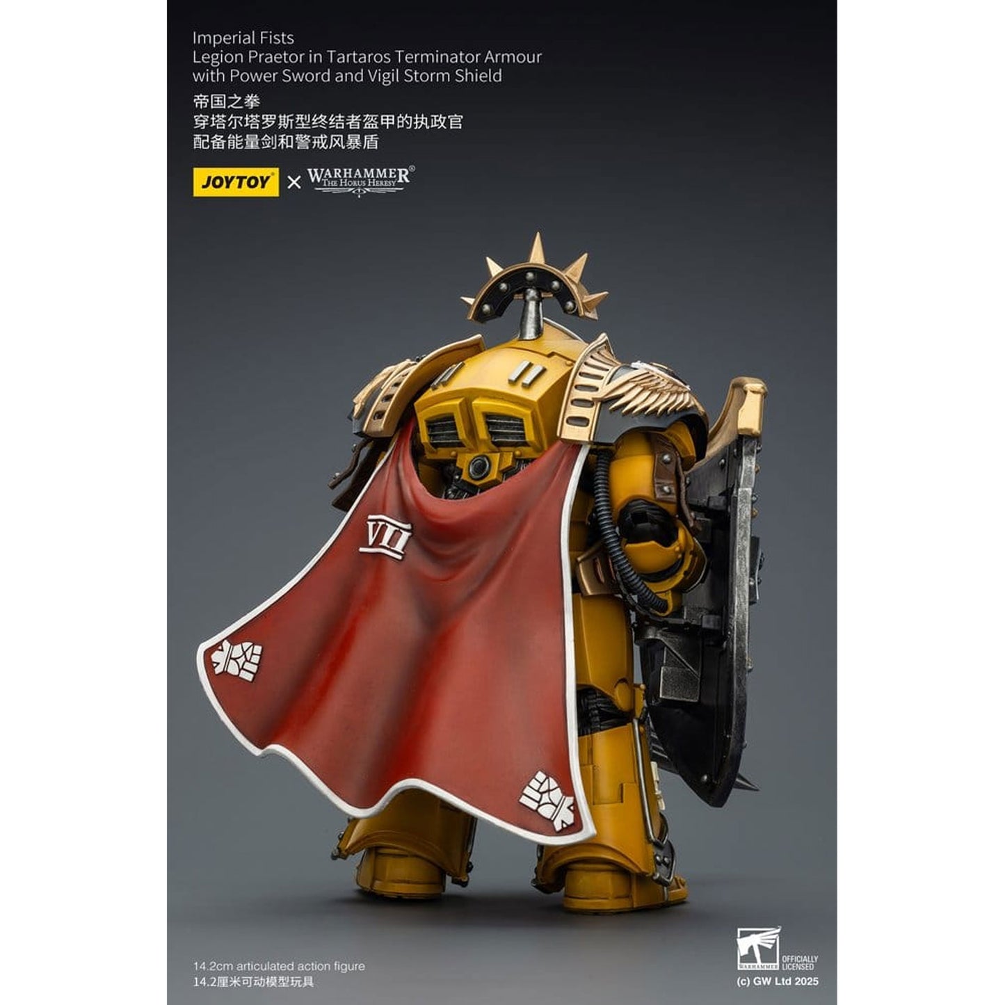 Warhammer Imperial Fists Legion Praetor in Tartaros Terminator Armourwith Power Sword and Vigil Storm Shield -Action Figure