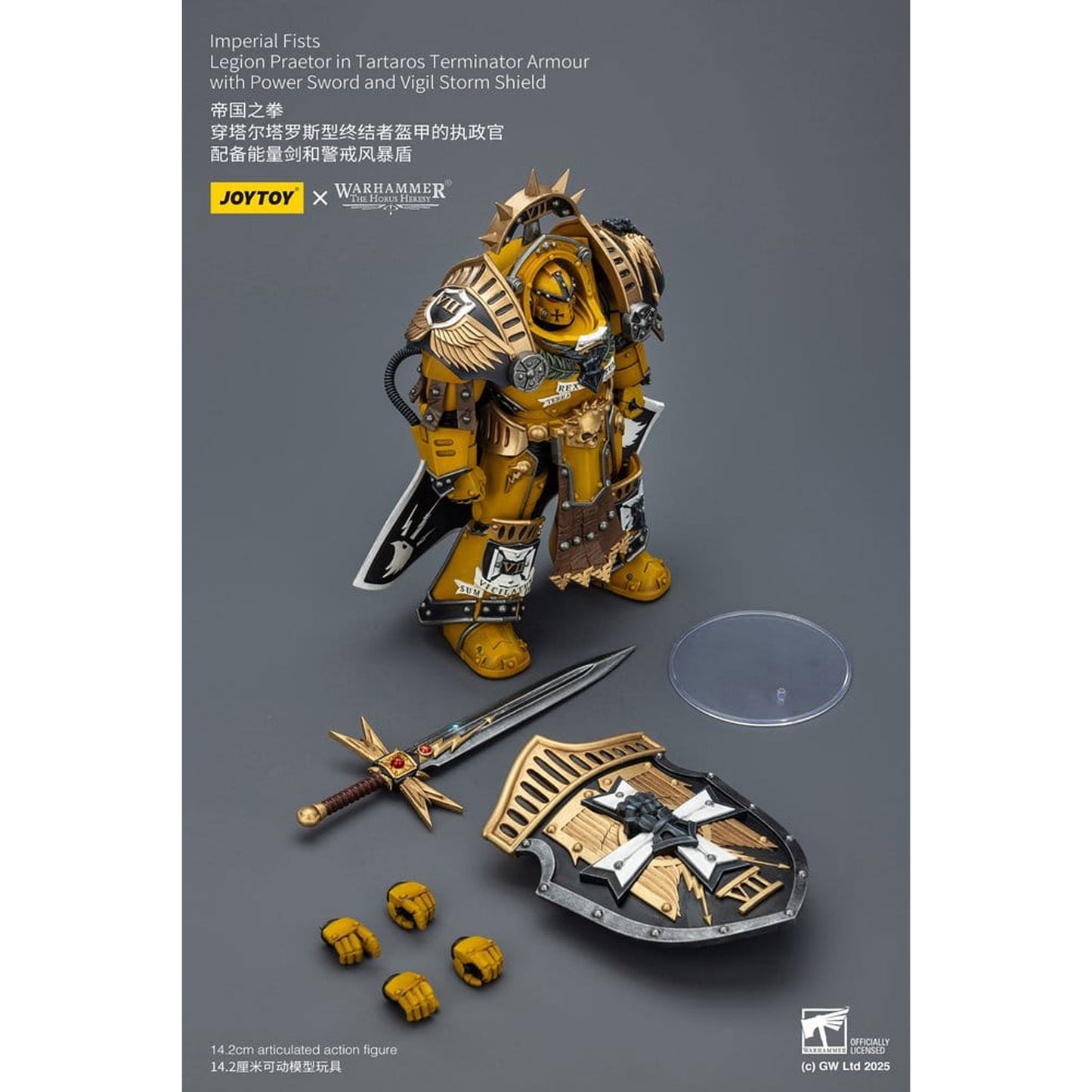 Warhammer Imperial Fists Legion Praetor in Tartaros Terminator Armourwith Power Sword and Vigil Storm Shield -Action Figure