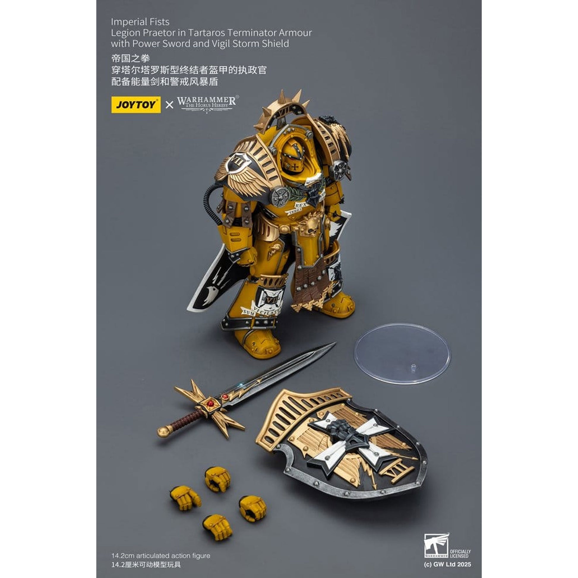 Warhammer Imperial Fists Legion Praetor in Tartaros Terminator Armourwith Power Sword and Vigil Storm Shield -Action Figure
