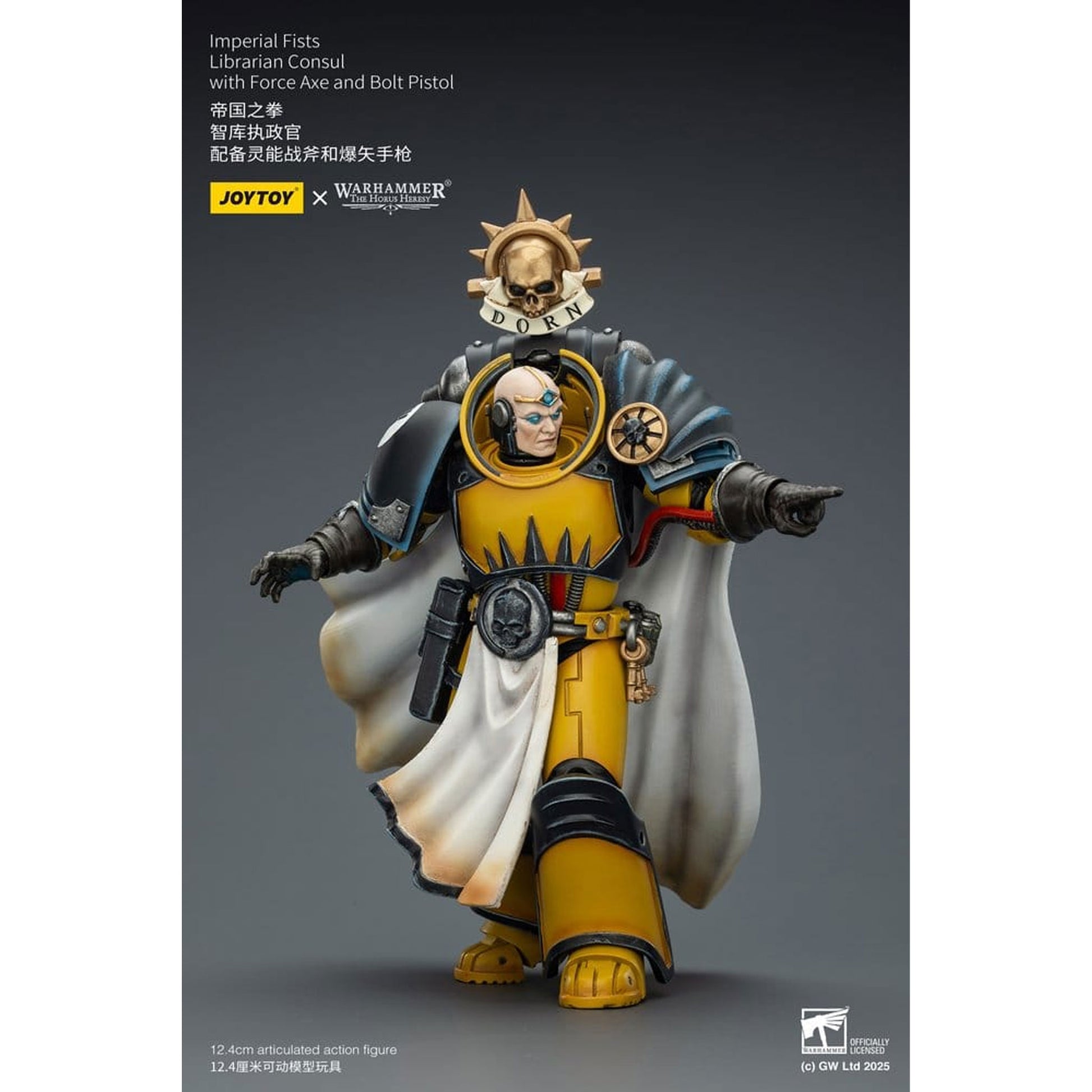 Warhammer Imperial Fists Librarian Consulwith Force Axe and Bolt Pistol -Action Figure